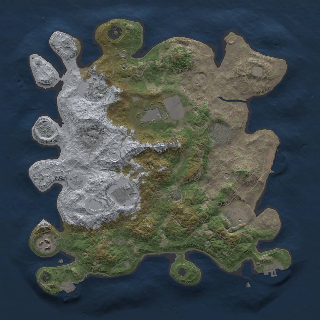 Rust Map: Procedural Map, Size: 3500, Seed: 27630, 15 Monuments