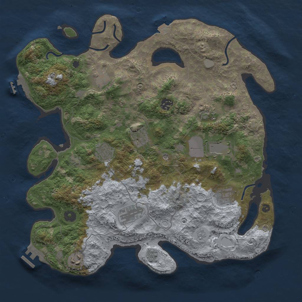 Rust Map: Procedural Map, Size: 3750, Seed: 349807915, 18 Monuments
