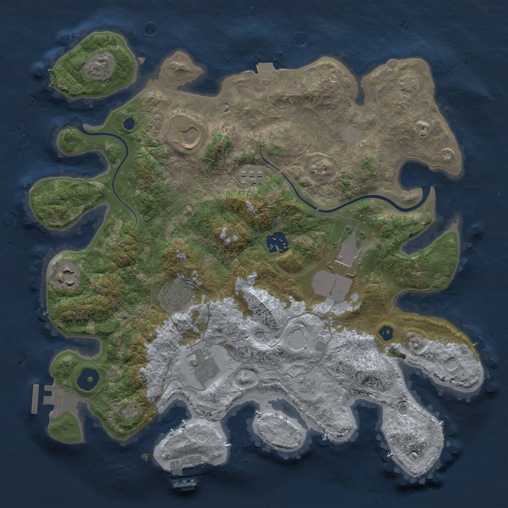 Rust Map: Procedural Map, Size: 3500, Seed: 1367872611, 13 Monuments
