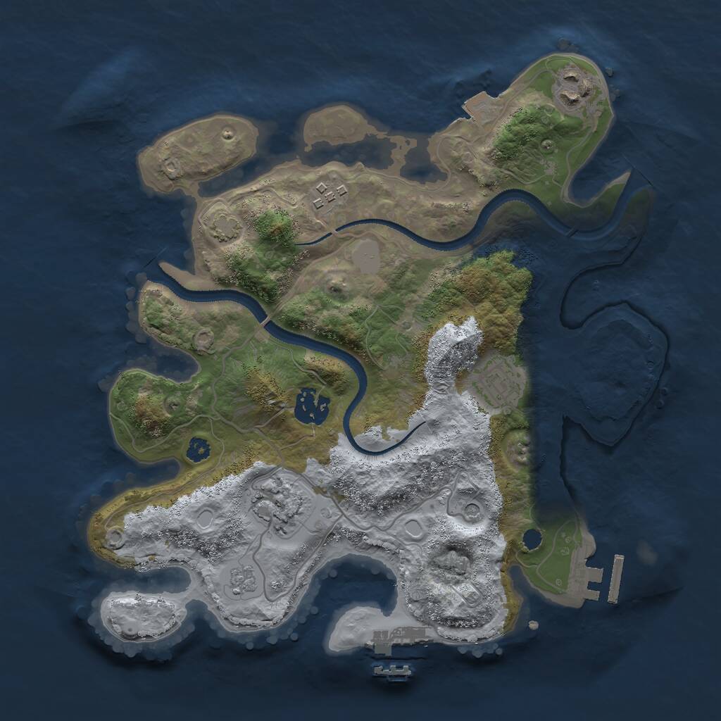 Rust Map: Procedural Map, Size: 3000, Seed: 1674564288, 11 Monuments