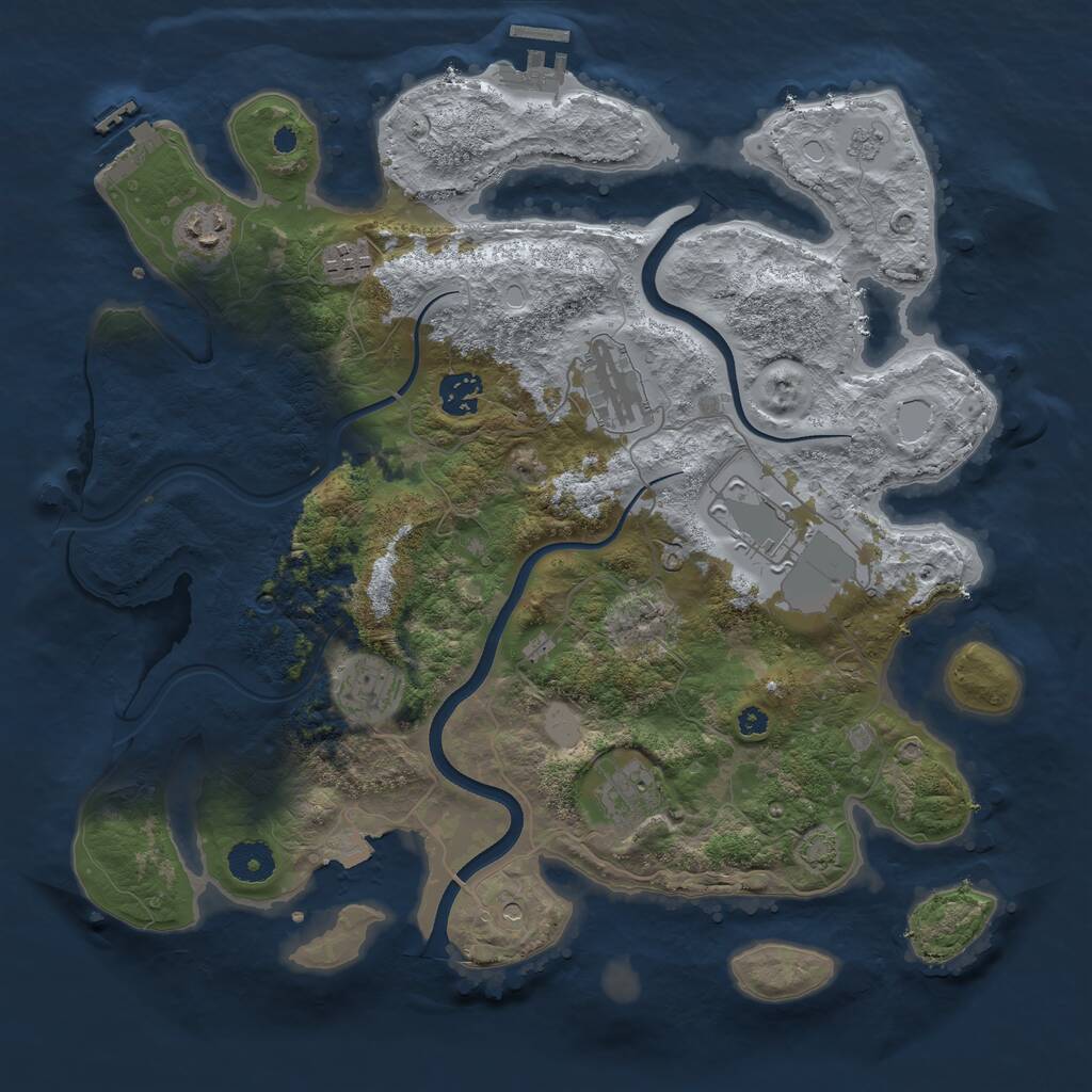 Rust Map: Procedural Map, Size: 3700, Seed: 9041338, 13 Monuments