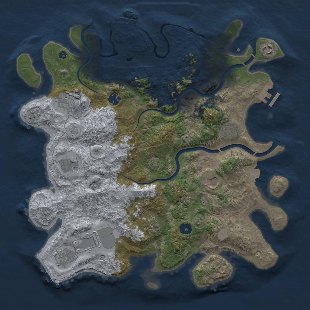 Rust Map: Procedural Map, Size: 3900, Seed: 53806818, 16 Monuments