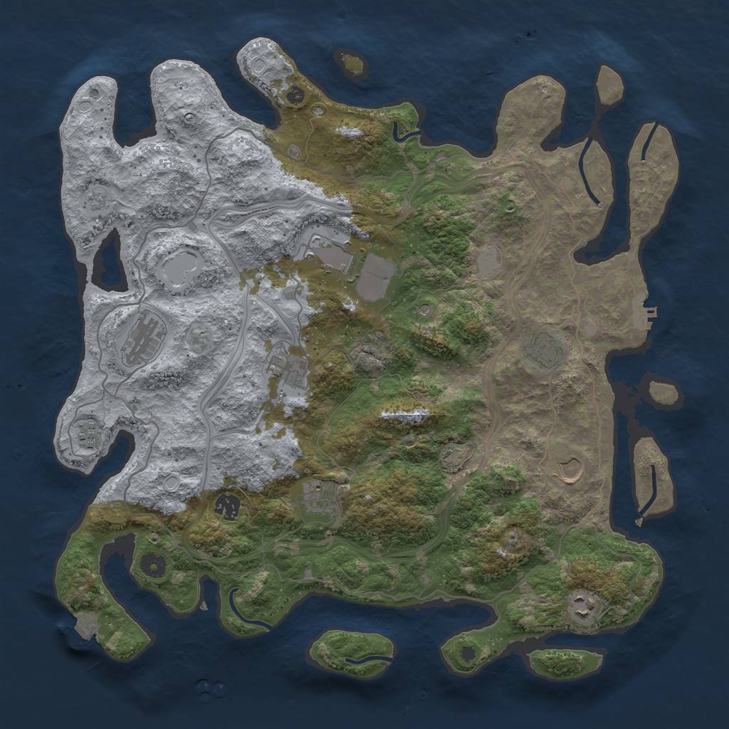 Rust Map: Procedural Map, Size: 4250, Seed: 90571708, 16 Monuments