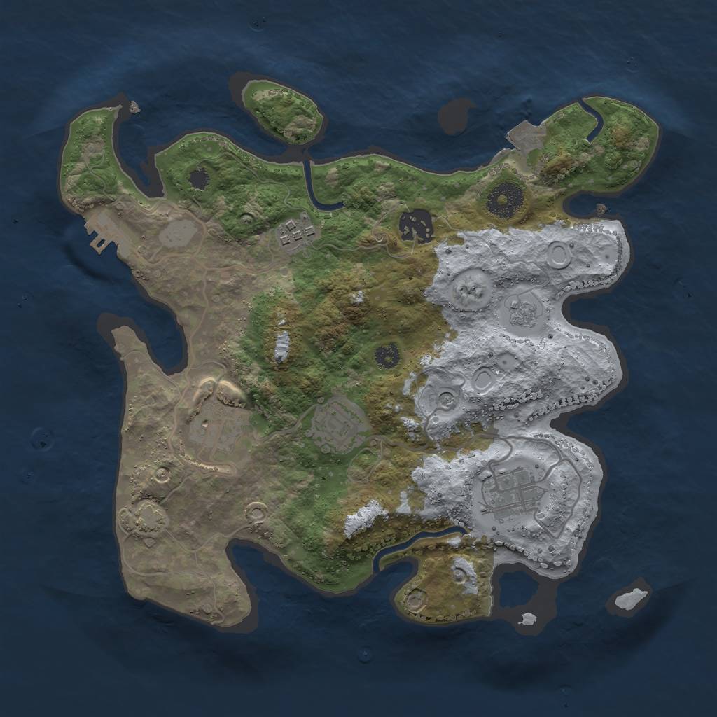 Rust Map: Procedural Map, Size: 3000, Seed: 211984451, 12 Monuments