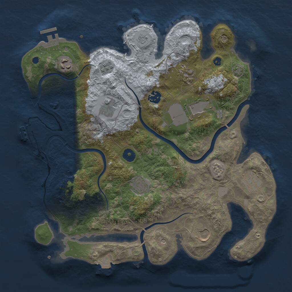 Rust Map: Procedural Map, Size: 3500, Seed: 76845756, 15 Monuments
