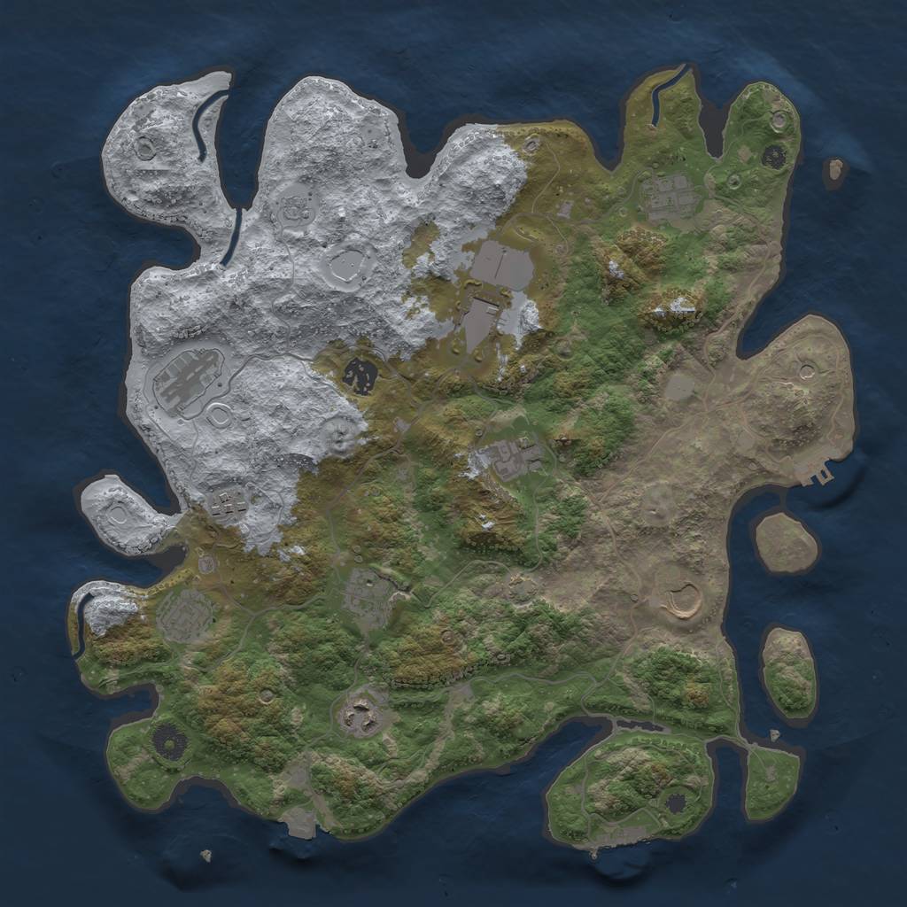 Rust Map: Procedural Map, Size: 3900, Seed: 98281221, 18 Monuments