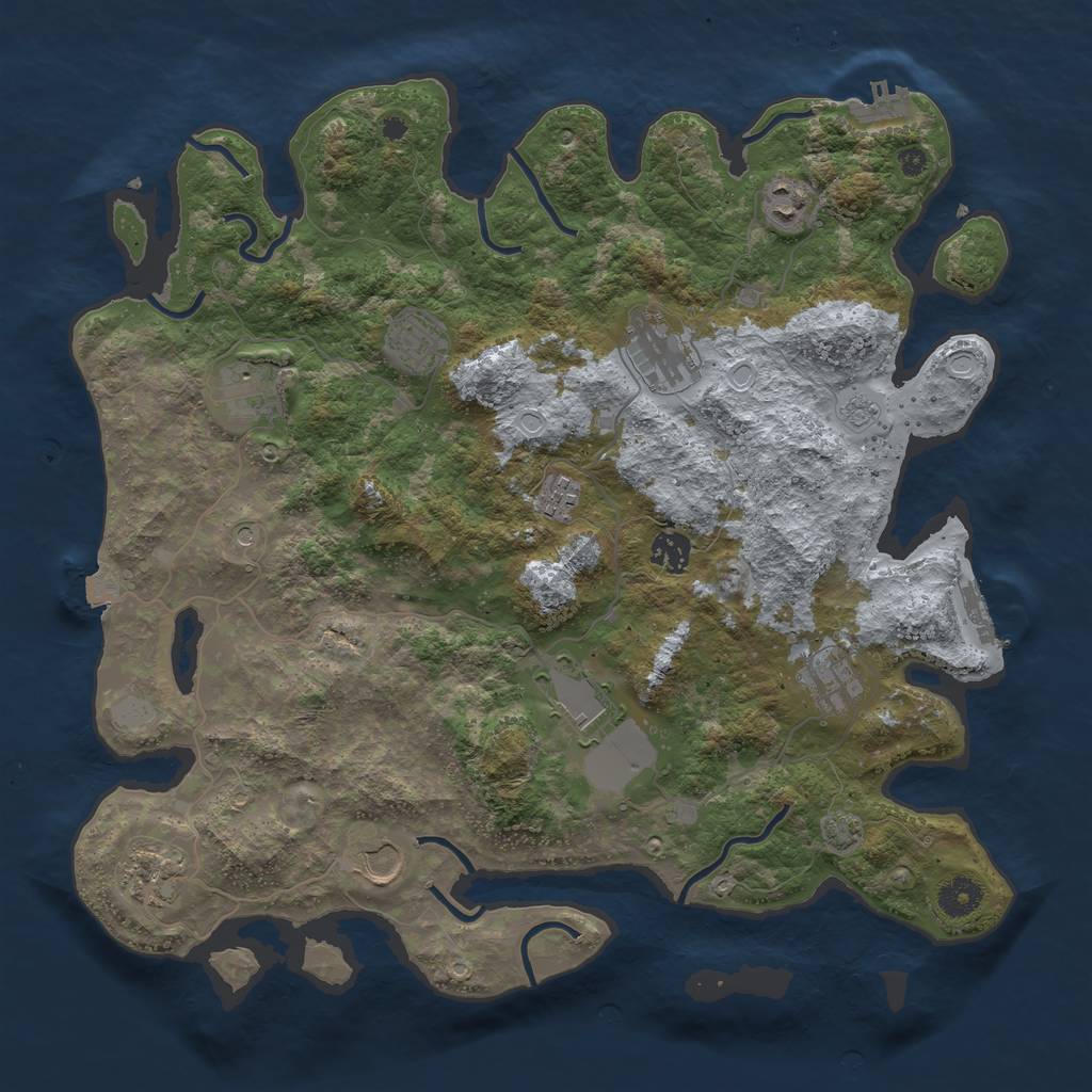 Rust Map: Procedural Map, Size: 3950, Seed: 86558897, 18 Monuments