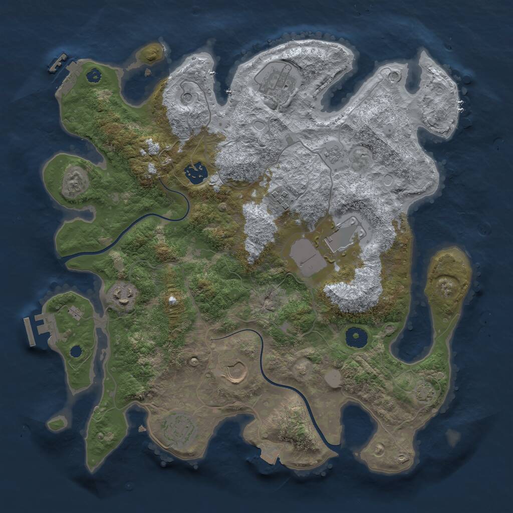 Rust Map: Procedural Map, Size: 3550, Seed: 21367647, 13 Monuments