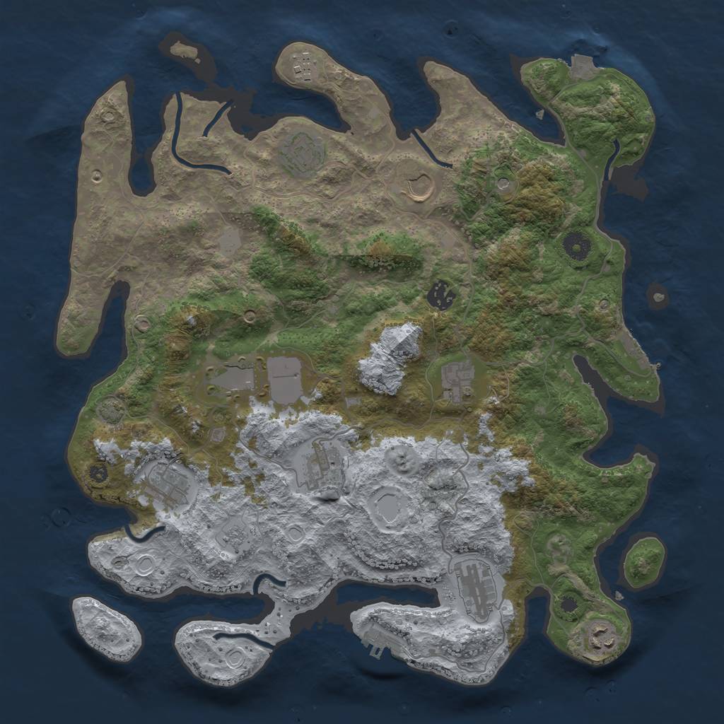 Rust Map: Procedural Map, Size: 3900, Seed: 36601881, 18 Monuments