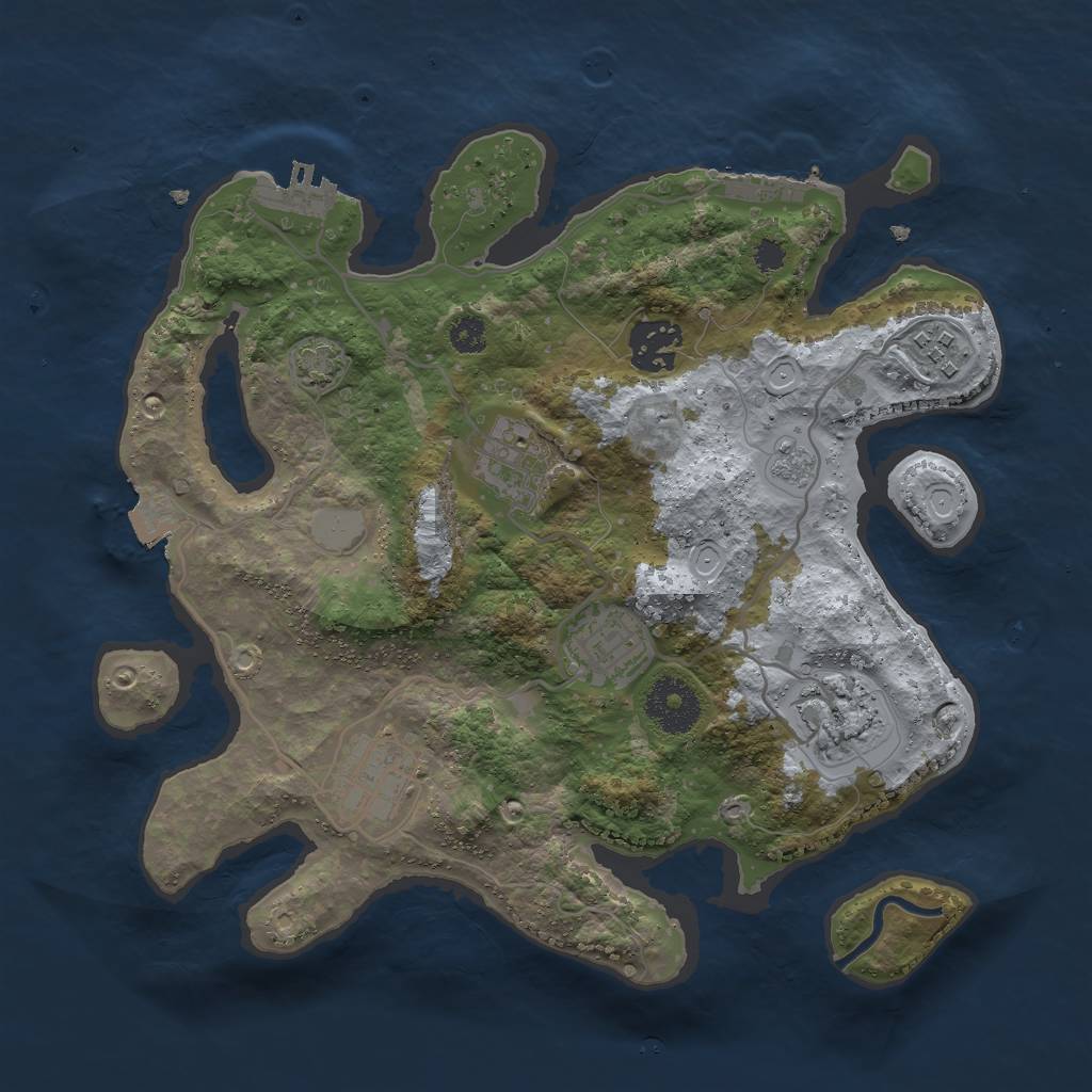 Rust Map: Procedural Map, Size: 3000, Seed: 1012214438, 13 Monuments