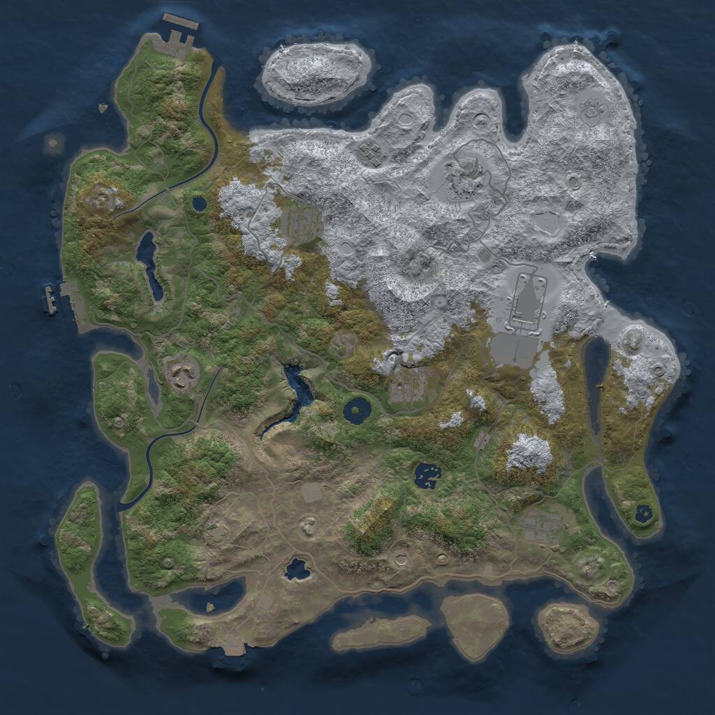 Rust Map: Procedural Map, Size: 4000, Seed: 53823811, 14 Monuments