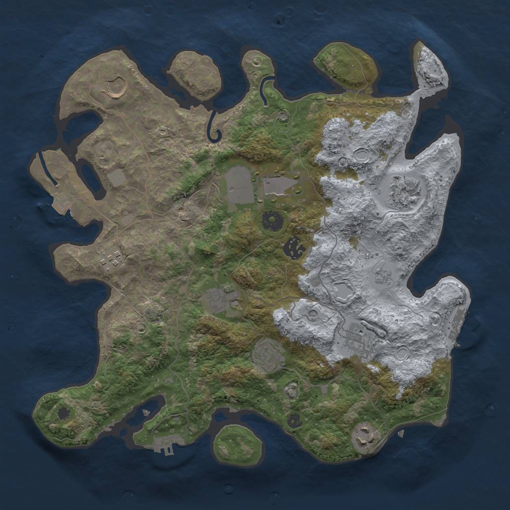 Rust Map: Procedural Map, Size: 3550, Seed: 60501893, 17 Monuments