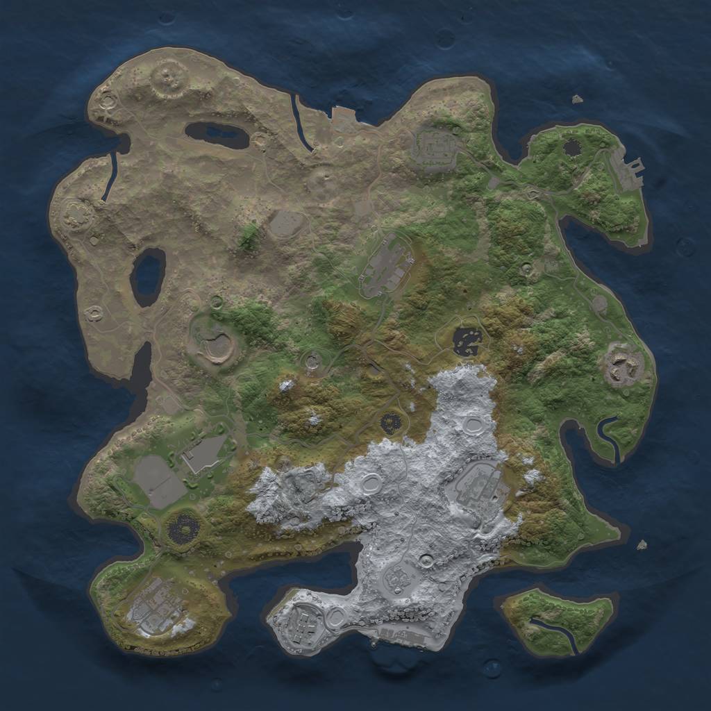 Rust Map: Procedural Map, Size: 3500, Seed: 20125531, 17 Monuments