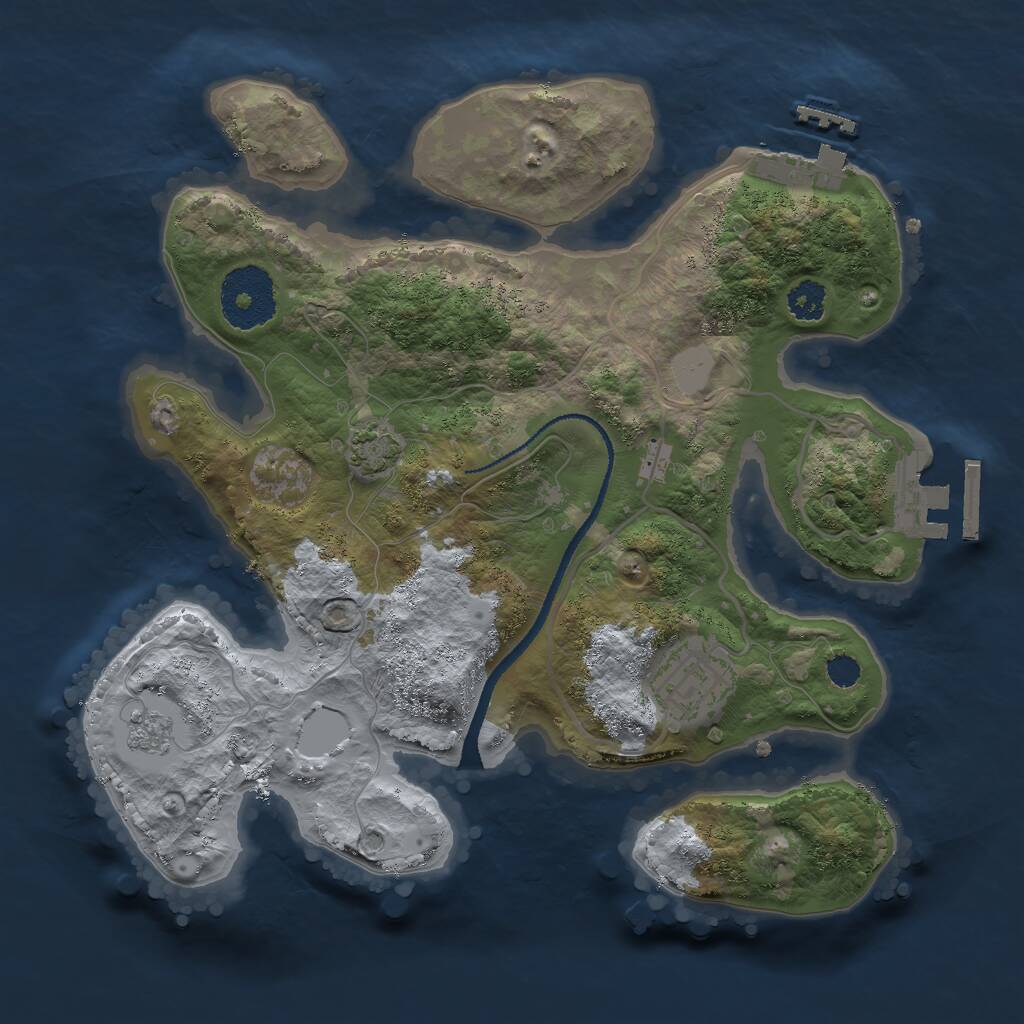 Rust Map: Procedural Map, Size: 2600, Seed: 53417, 6 Monuments