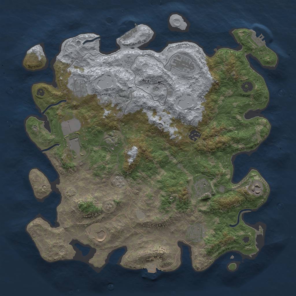 Rust Map: Procedural Map, Size: 3950, Seed: 13147309, 18 Monuments