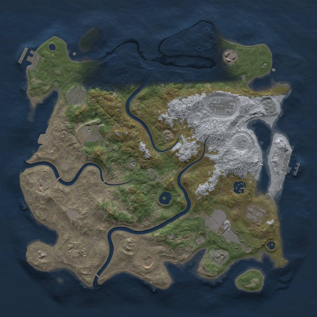 Rust Map: Procedural Map, Size: 3800, Seed: 42203361, 16 Monuments