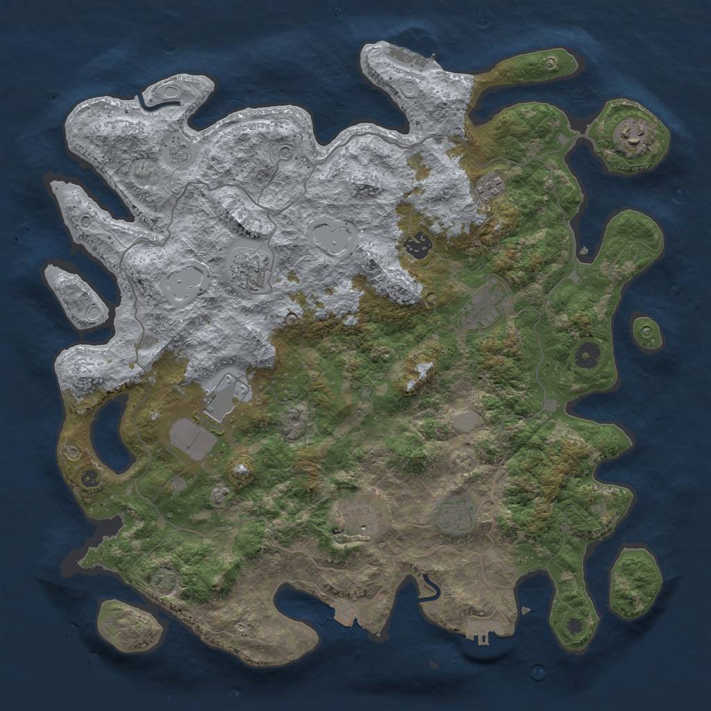 Rust Map: Procedural Map, Size: 4100, Seed: 63201718, 16 Monuments