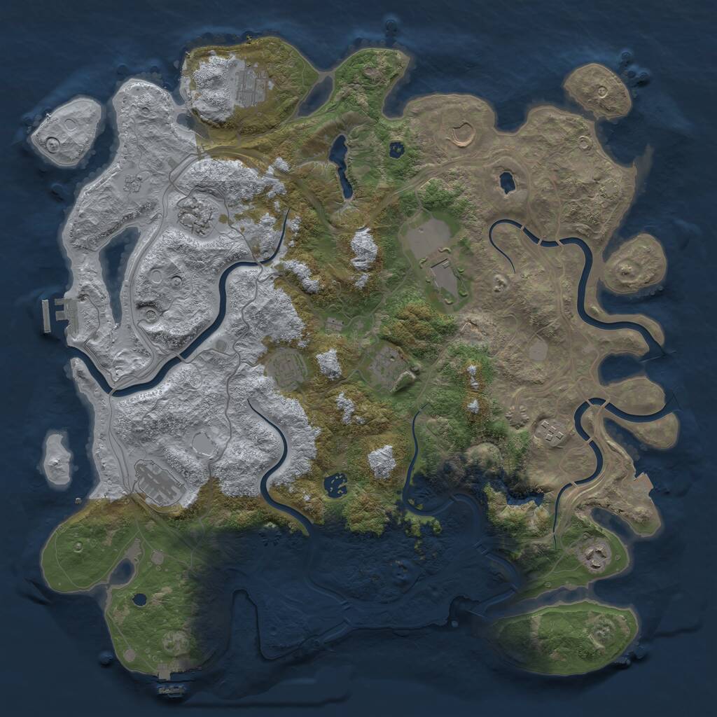 Rust Map: Procedural Map, Size: 4400, Seed: 74240189, 16 Monuments