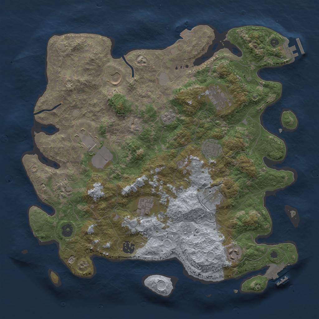 Rust Map: Procedural Map, Size: 3850, Seed: 7489256, 18 Monuments