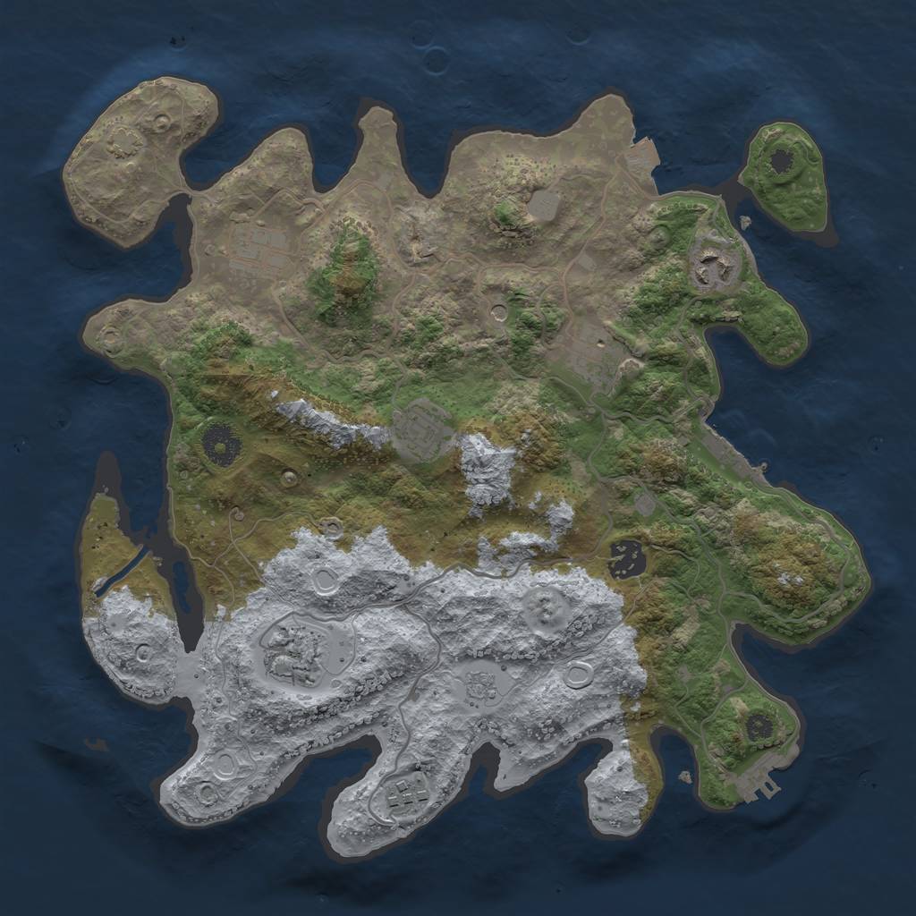 Rust Map: Procedural Map, Size: 3450, Seed: 61121846, 15 Monuments