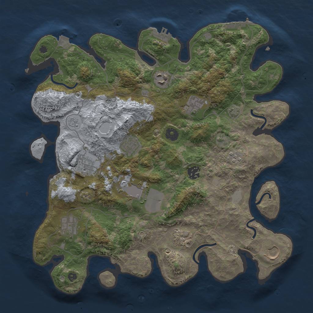 Rust Map: Procedural Map, Size: 3600, Seed: 13985454, 18 Monuments