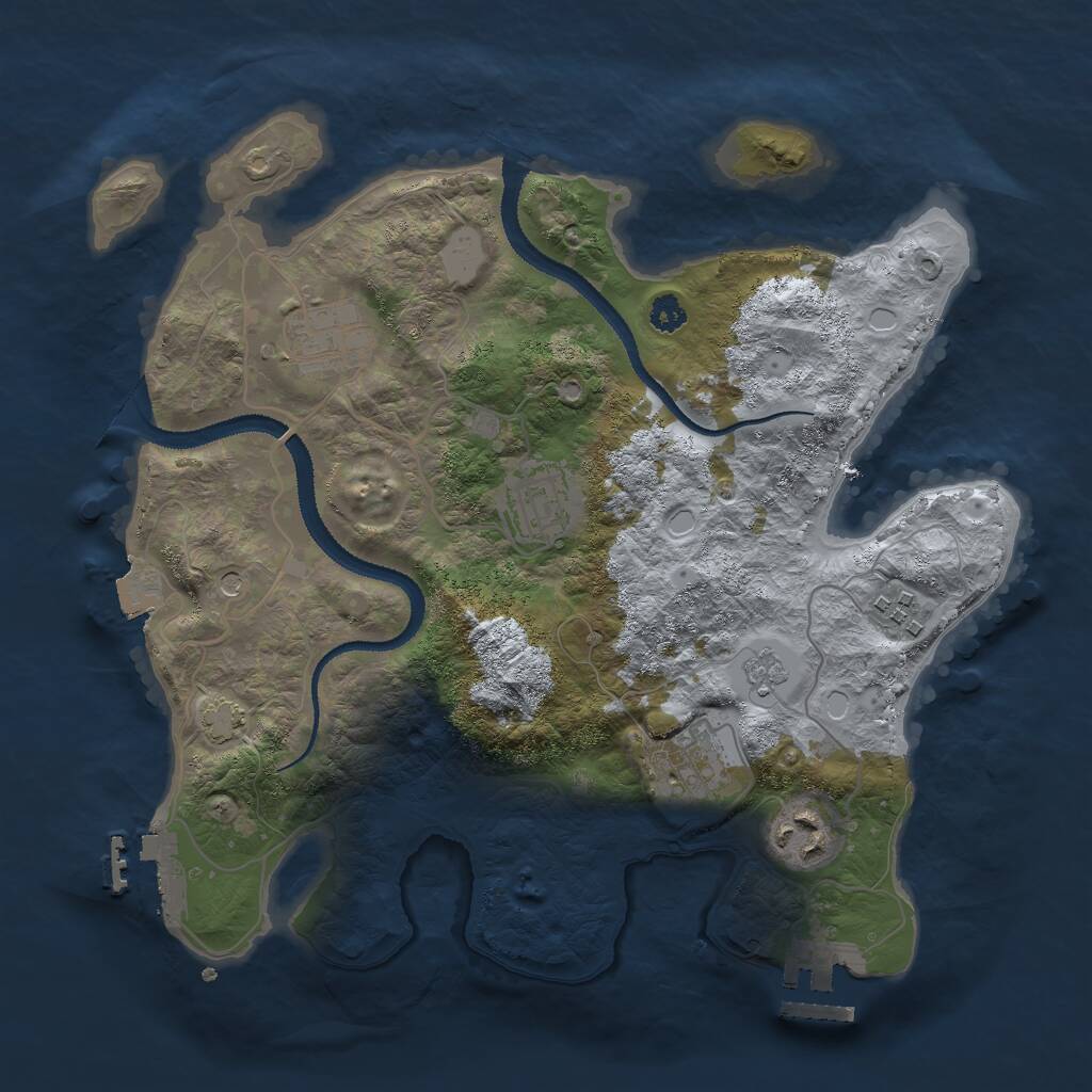 Rust Map: Procedural Map, Size: 3000, Seed: 76471548, 11 Monuments