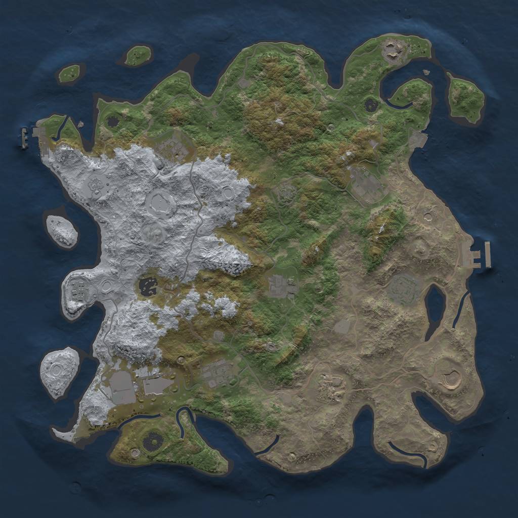 Rust Map: Procedural Map, Size: 4000, Seed: 20231027, 19 Monuments