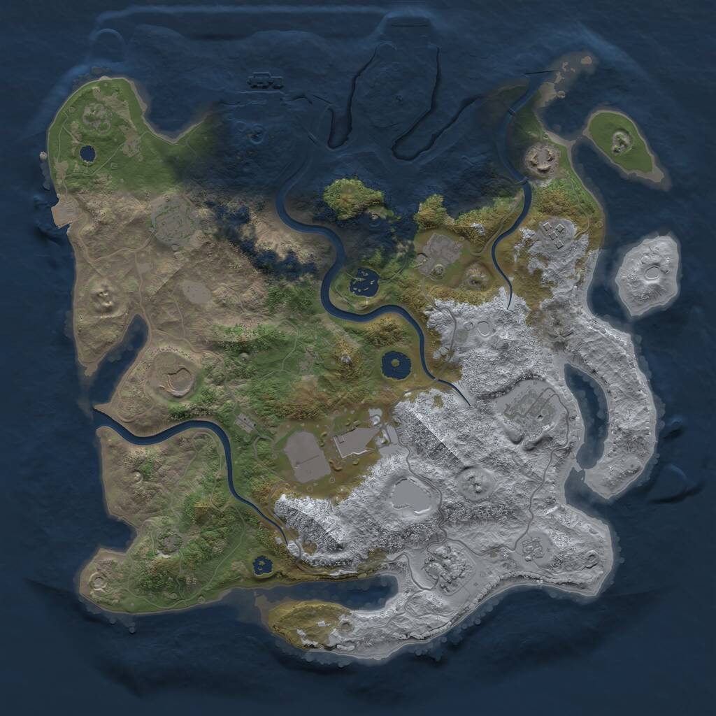 Rust Map: Procedural Map, Size: 3700, Seed: 44013554, 15 Monuments