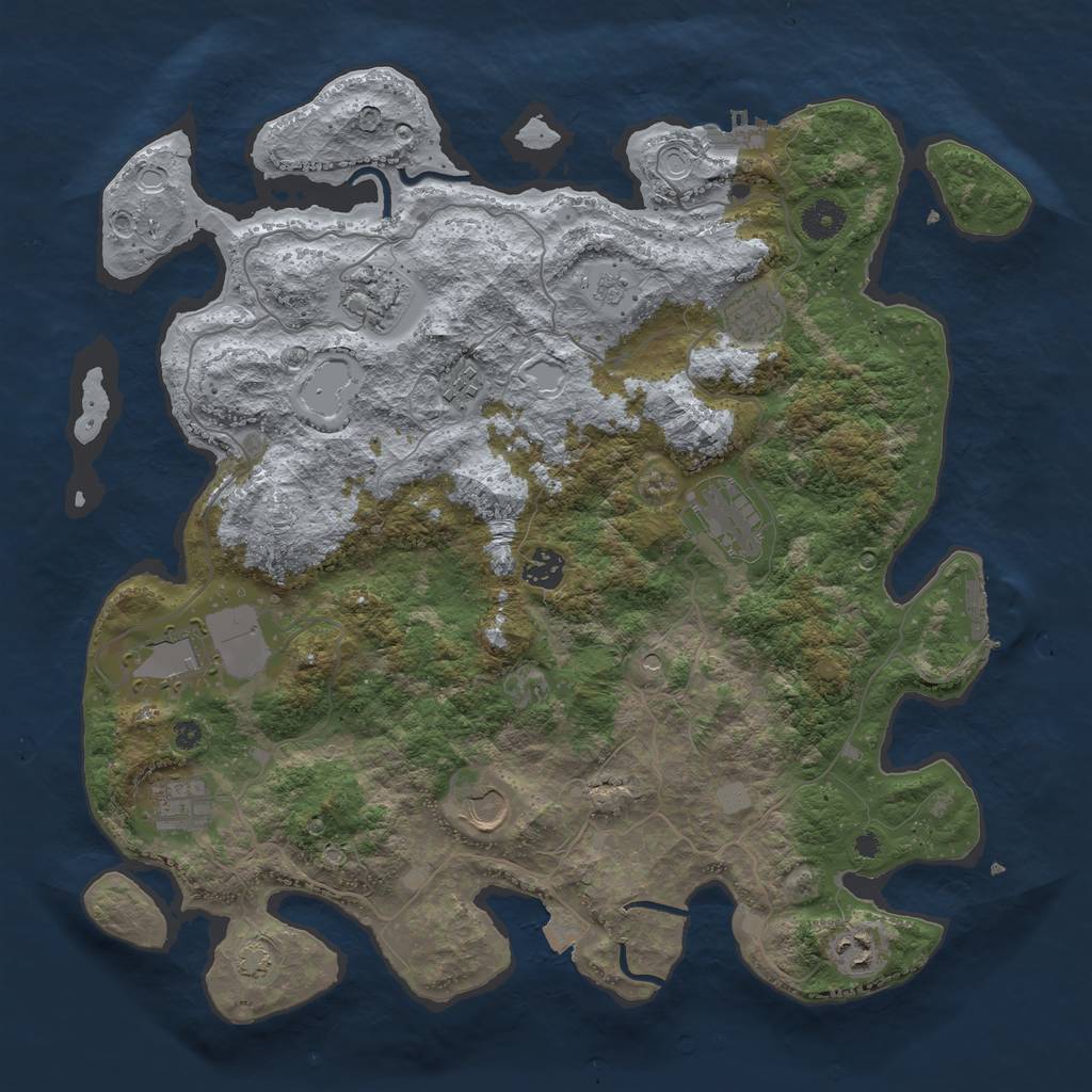 Rust Map: Procedural Map, Size: 3950, Seed: 66292430, 17 Monuments