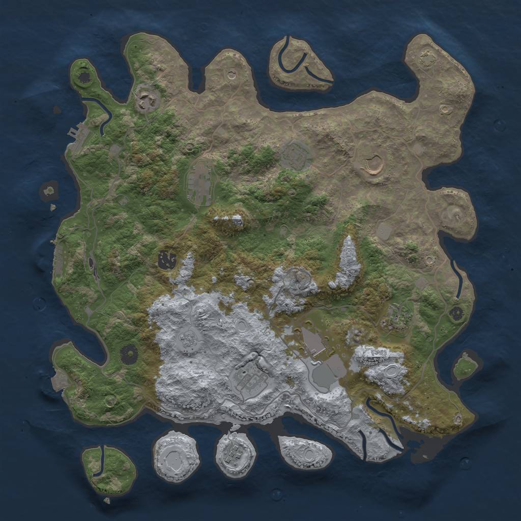 Rust Map: Procedural Map, Size: 4000, Seed: 38626059, 17 Monuments