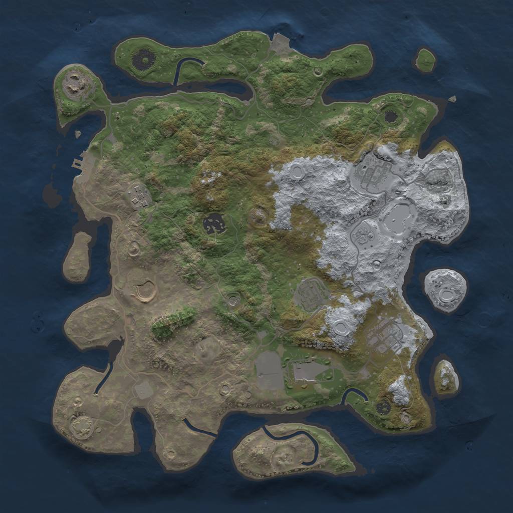Rust Map: Procedural Map, Size: 3500, Seed: 2091988494, 15 Monuments
