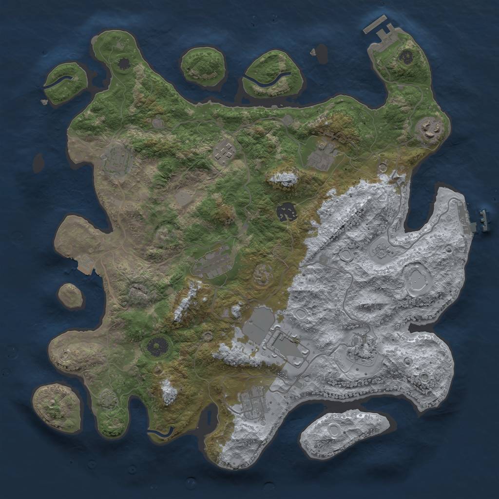 Rust Map: Procedural Map, Size: 3750, Seed: 25605904, 17 Monuments