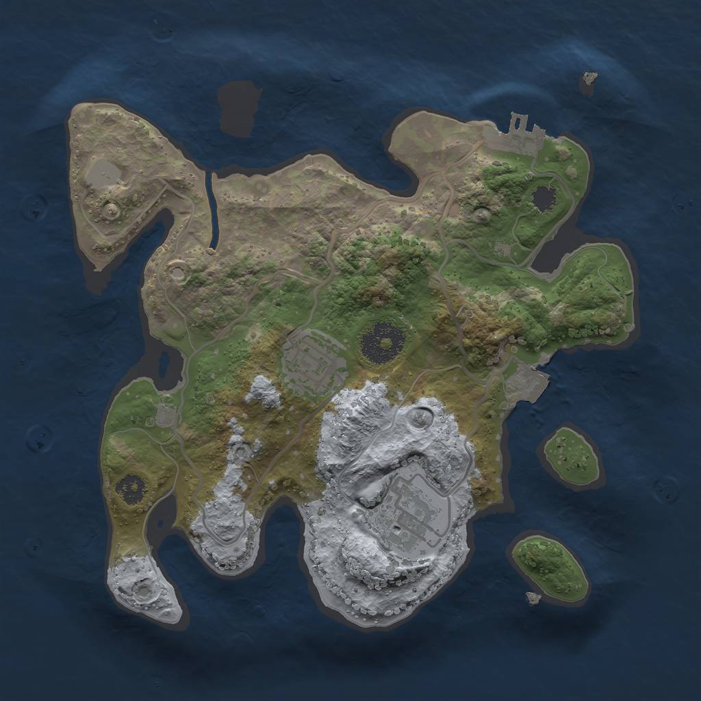 Rust Map: Procedural Map, Size: 2500, Seed: 333374, 6 Monuments