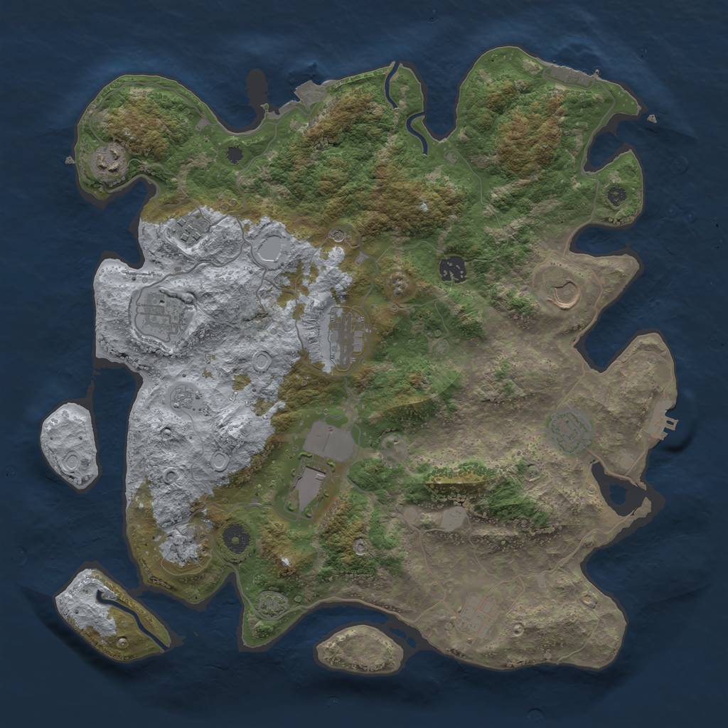 Rust Map: Procedural Map, Size: 3950, Seed: 51747899, 18 Monuments
