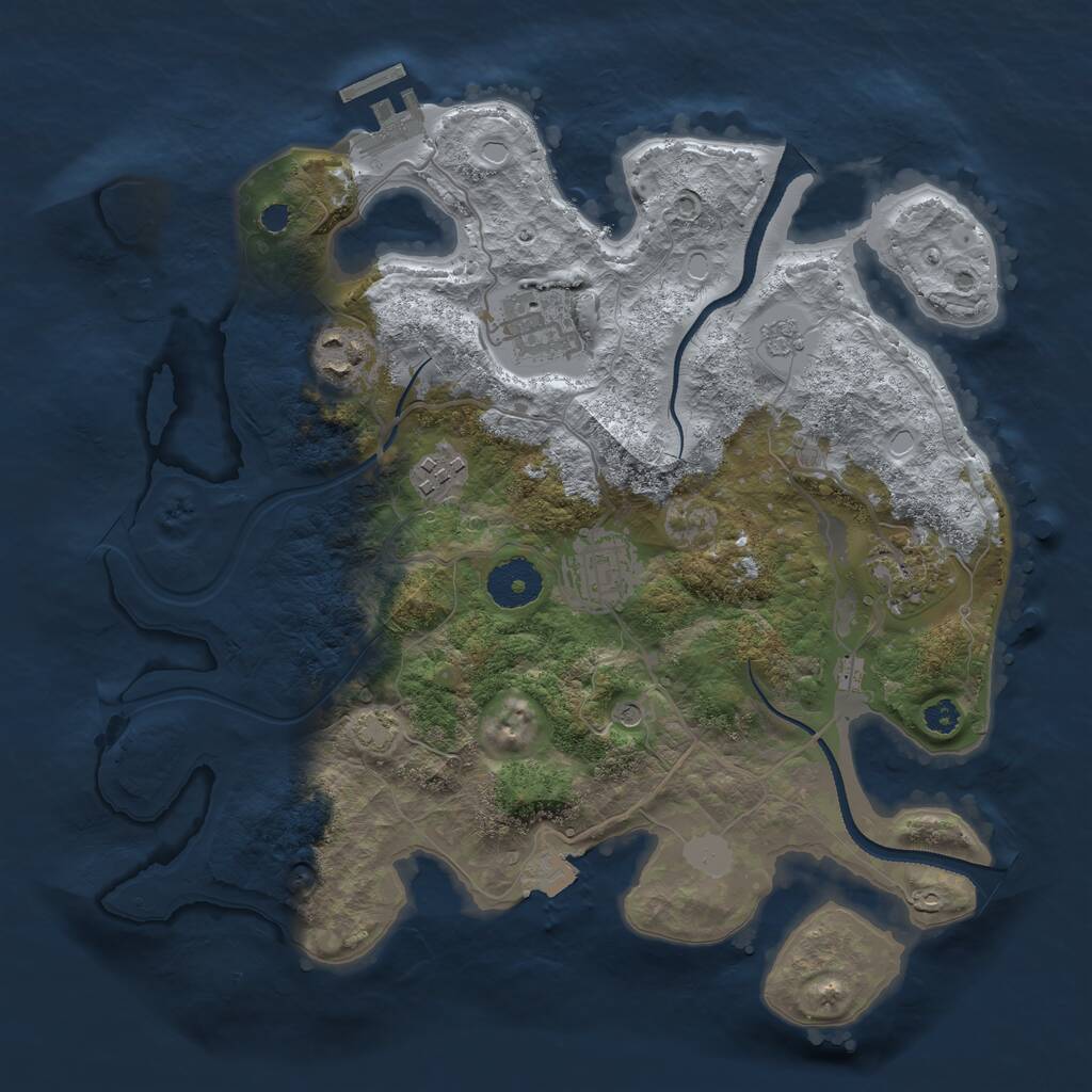 Rust Map: Procedural Map, Size: 3200, Seed: 124595873, 10 Monuments
