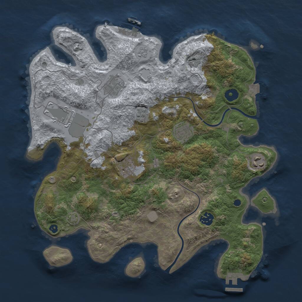 Rust Map: Procedural Map, Size: 3500, Seed: 37502202, 13 Monuments