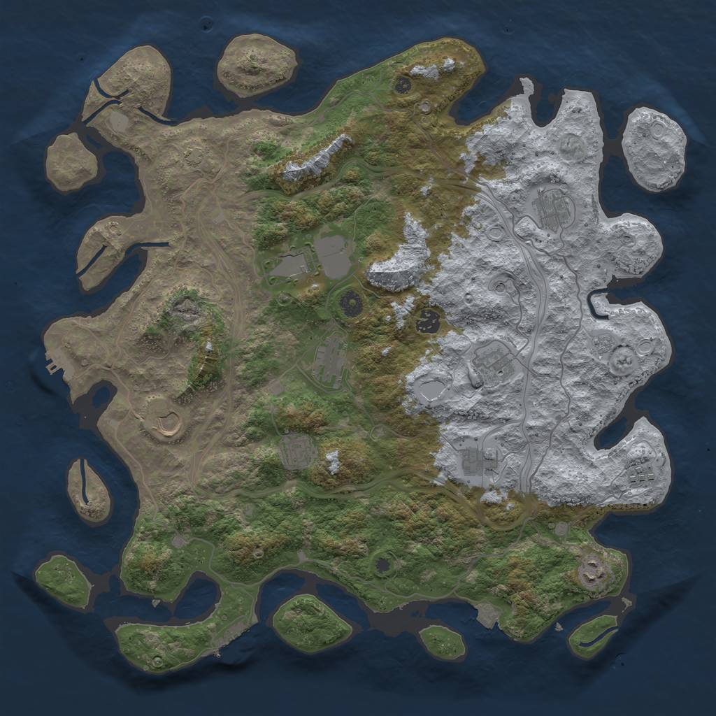 Rust Map: Procedural Map, Size: 4400, Seed: 80327995, 18 Monuments