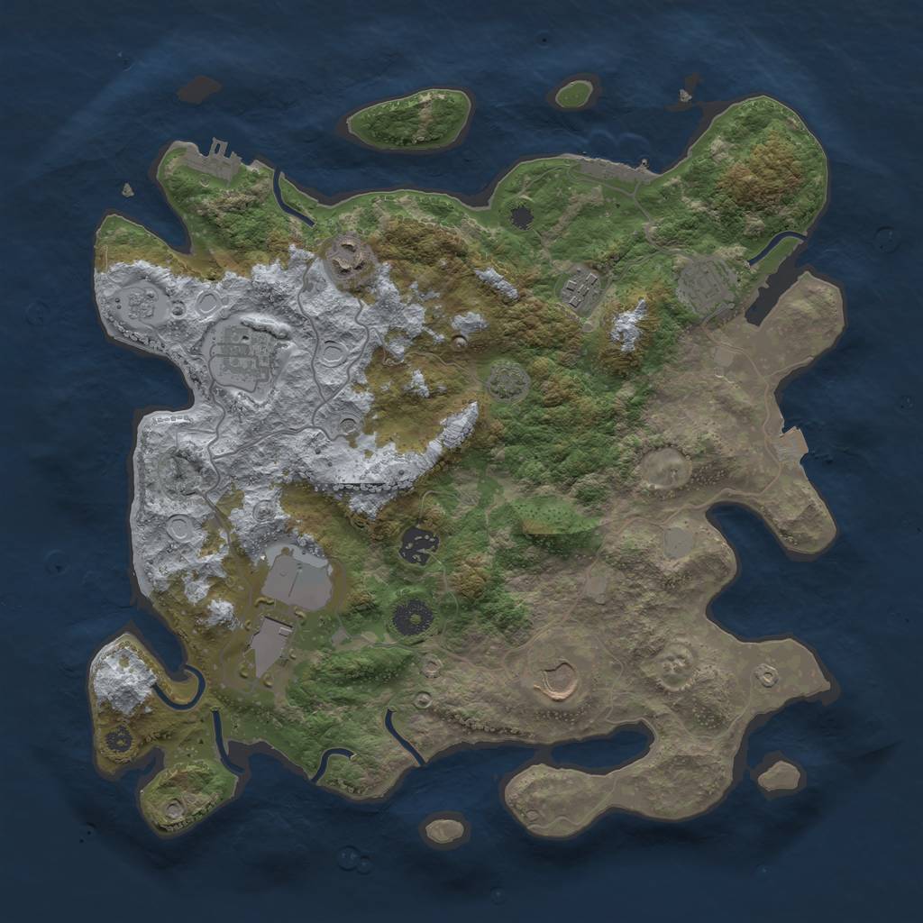 Rust Map: Procedural Map, Size: 3650, Seed: 33290797, 15 Monuments