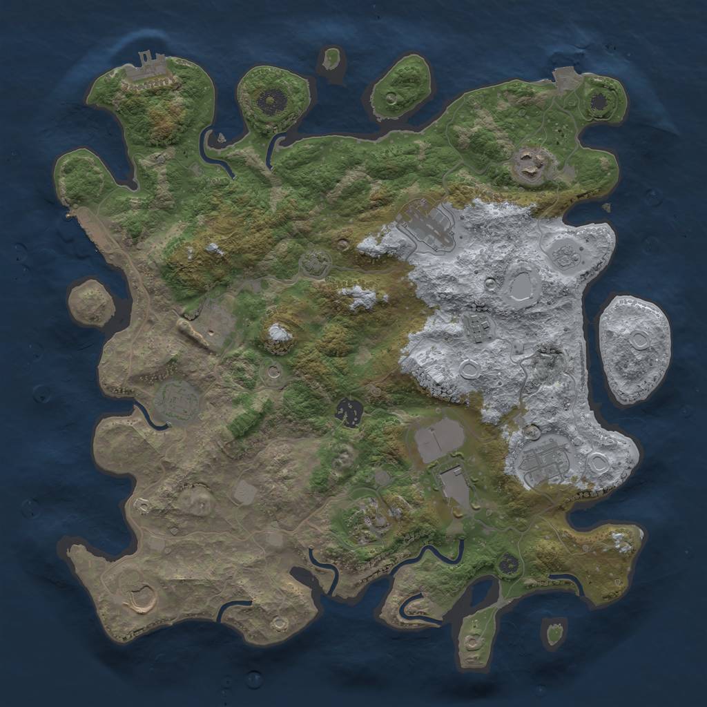 Rust Map: Procedural Map, Size: 3750, Seed: 92808782, 18 Monuments