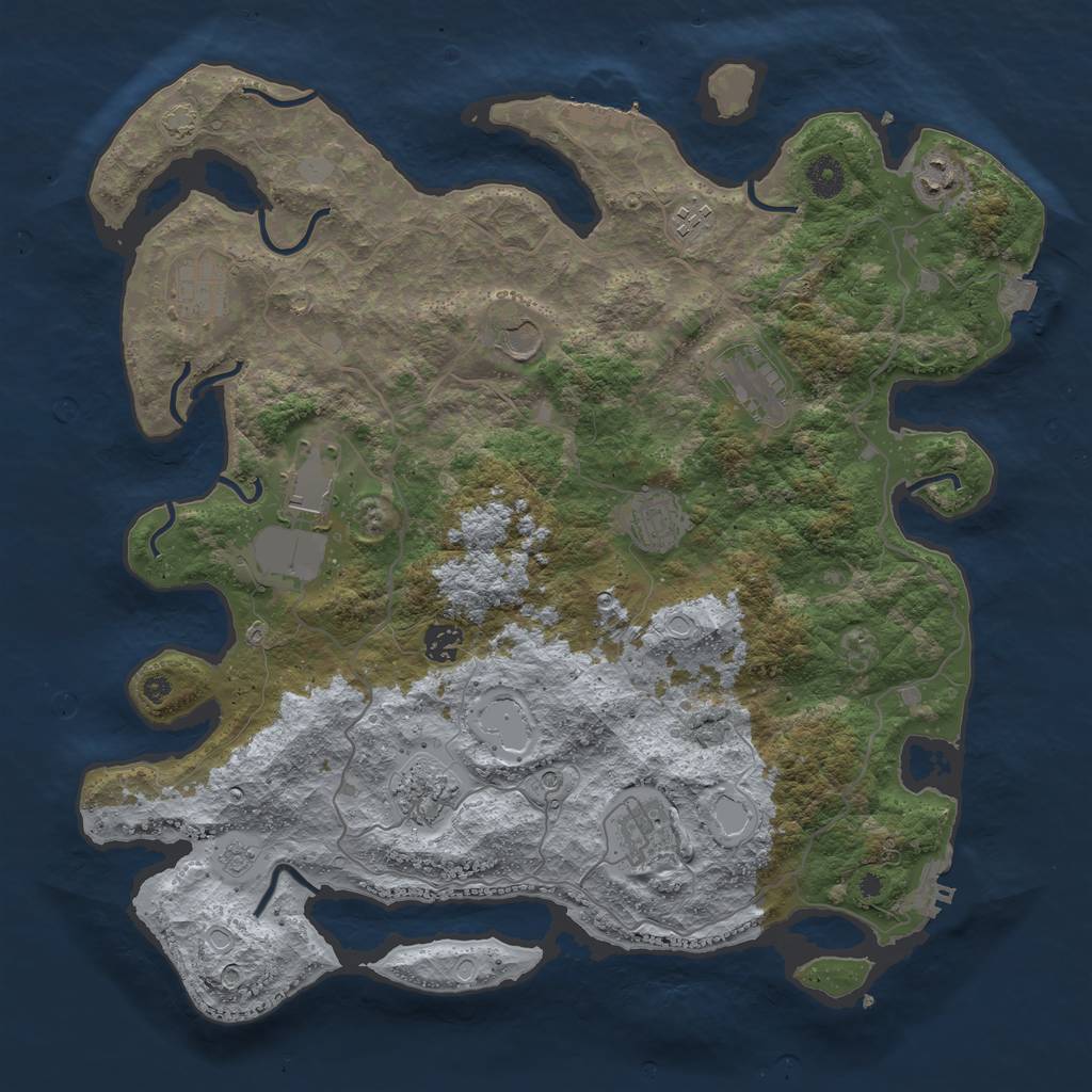 Rust Map: Procedural Map, Size: 4096, Seed: 1684694116, 18 Monuments