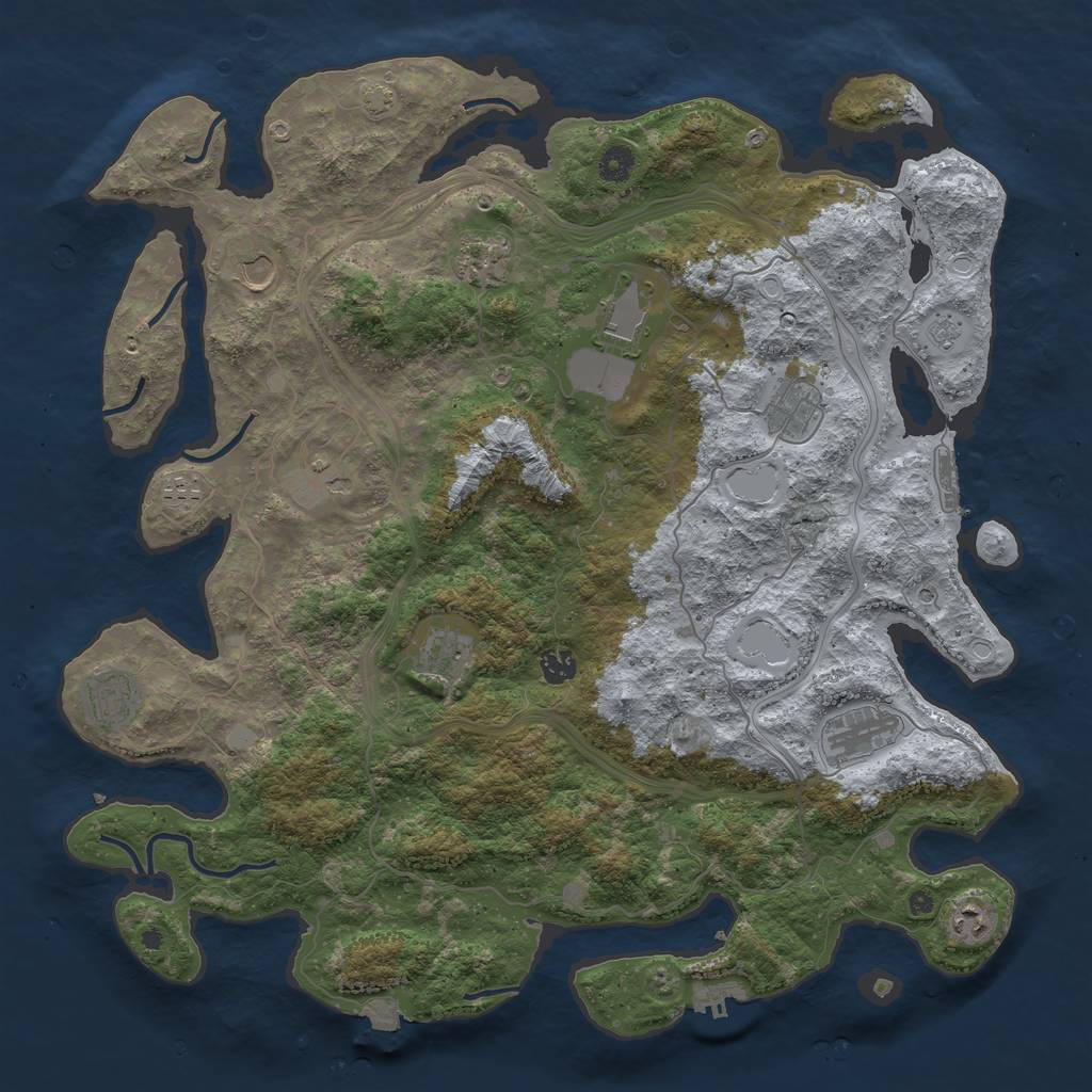 Rust Map: Procedural Map, Size: 4500, Seed: 64124124, 19 Monuments