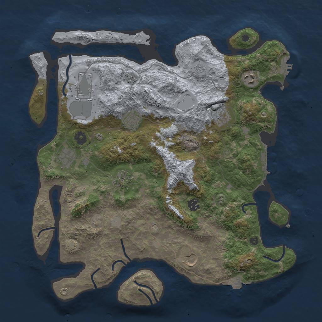 Rust Map: Procedural Map, Size: 3850, Seed: 59311593, 17 Monuments