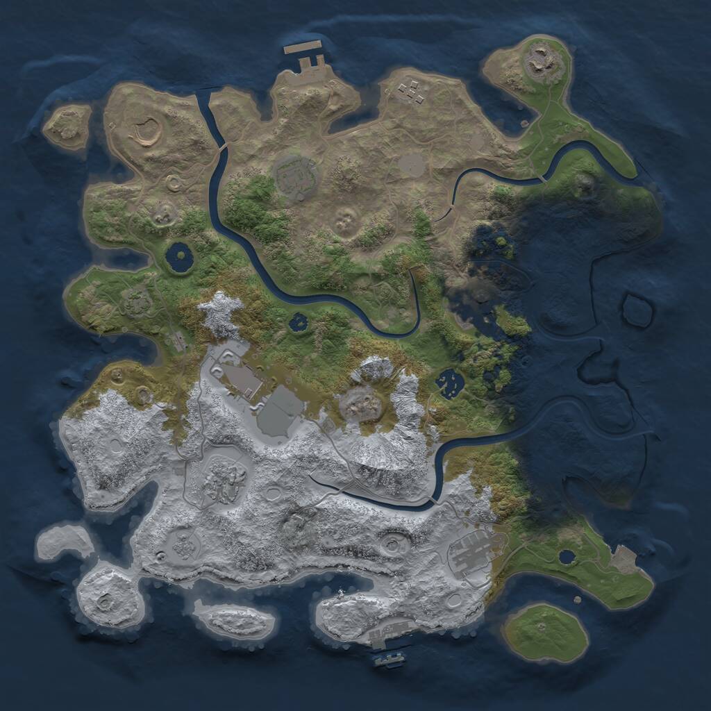 Rust Map: Procedural Map, Size: 3800, Seed: 332233, 15 Monuments