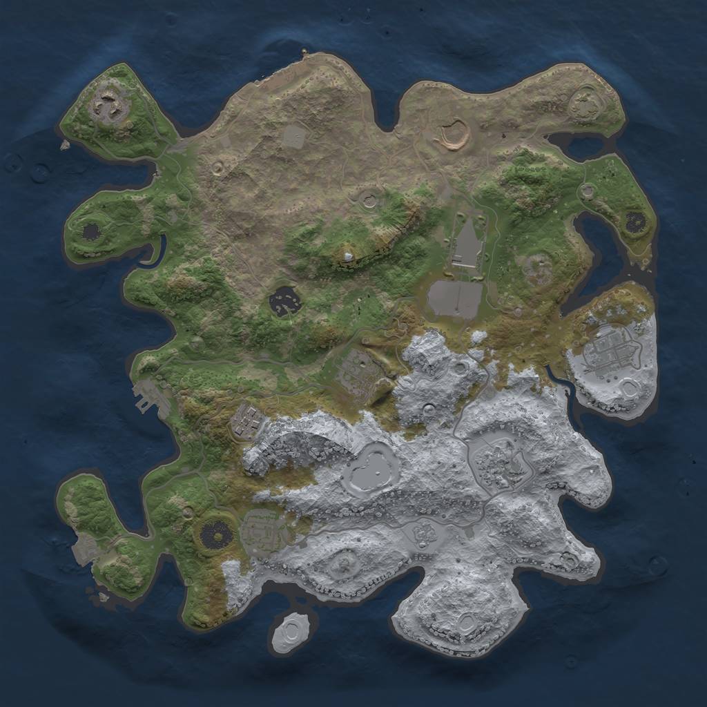 Rust Map: Procedural Map, Size: 3500, Seed: 12424240, 17 Monuments