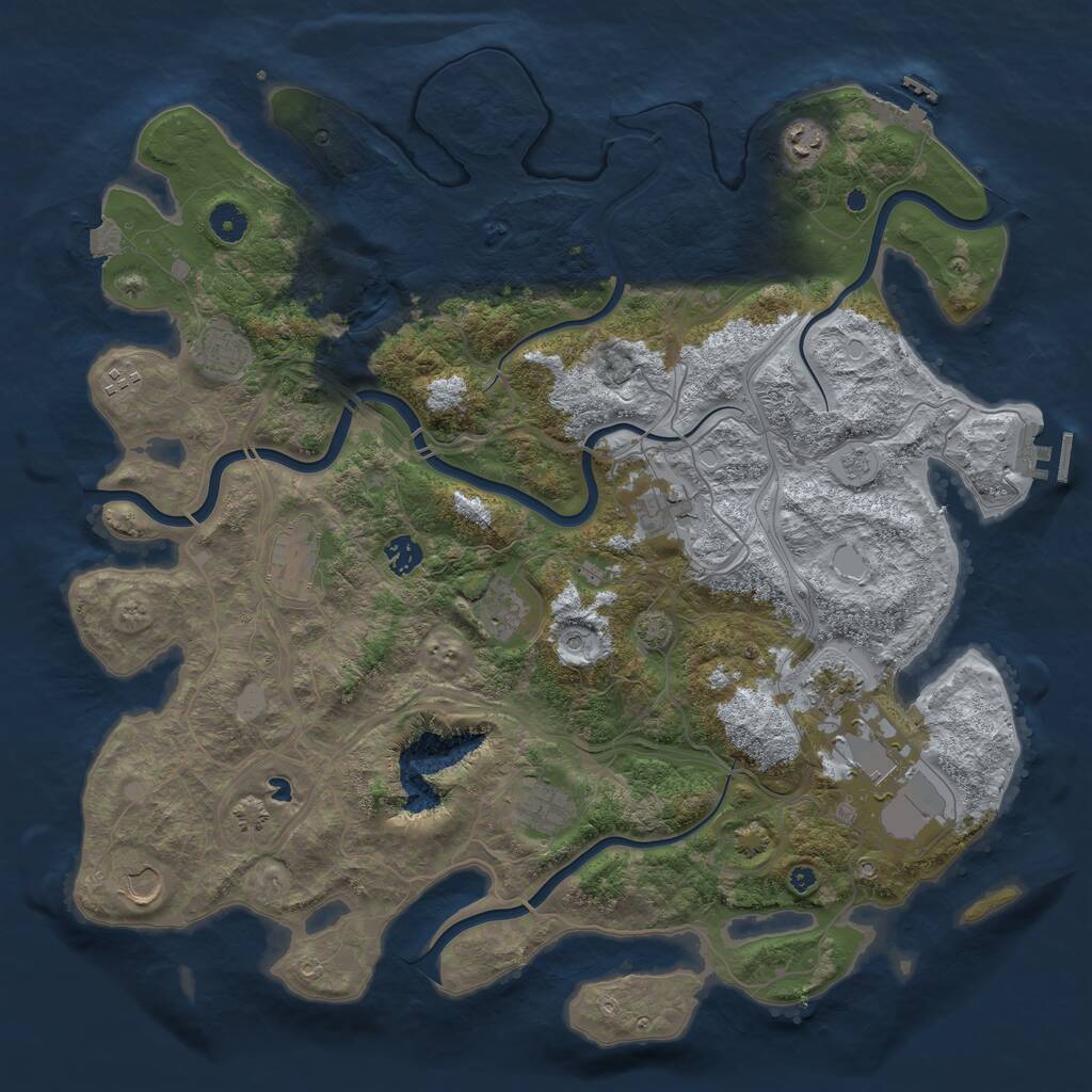 Rust Map: Procedural Map, Size: 4400, Seed: 47037747, 17 Monuments