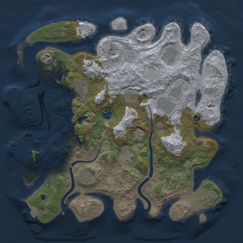 Rust Map: Procedural Map, Size: 3700, Seed: 83722360, 16 Monuments