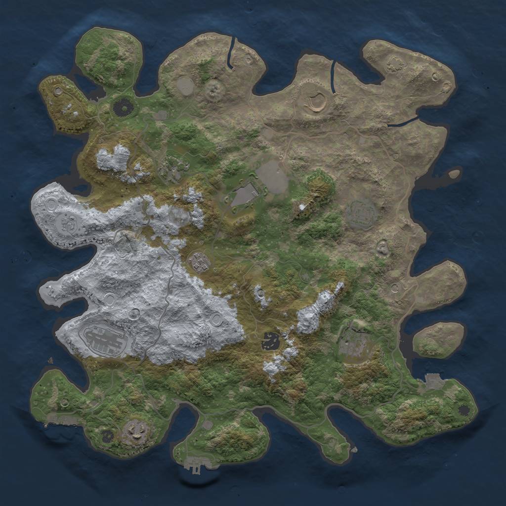 Rust Map: Procedural Map, Size: 4000, Seed: 68697915, 17 Monuments