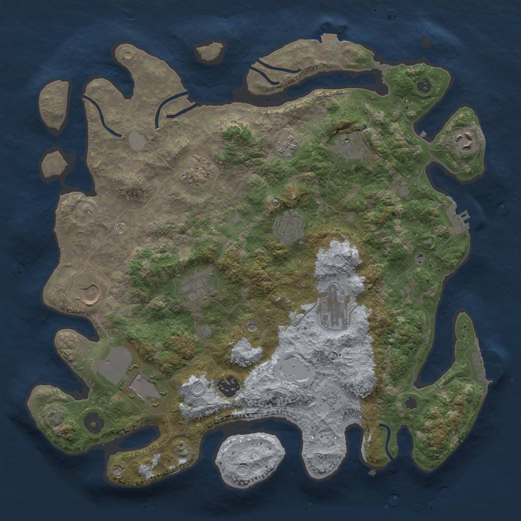 Rust Map: Procedural Map, Size: 3800, Seed: 99050560, 18 Monuments