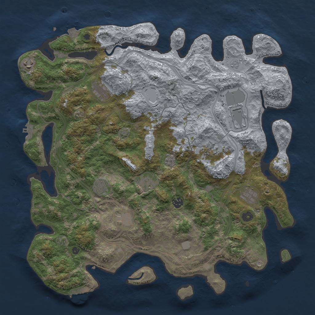 Rust Map: Procedural Map, Size: 4400, Seed: 61677210, 18 Monuments