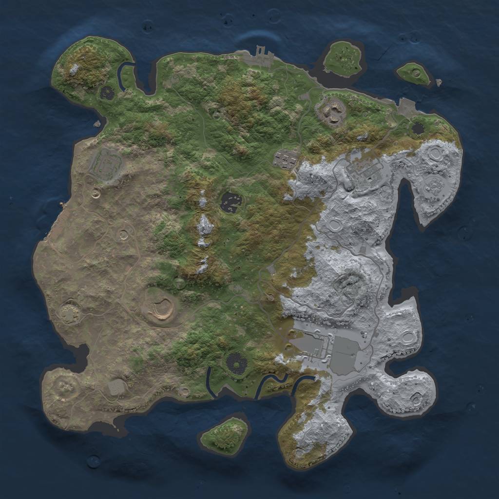 Rust Map: Procedural Map, Size: 3550, Seed: 91847921, 15 Monuments